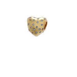 Zlatý prívesok FLORA - srdce s bielymi kamienkami