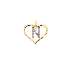 Zlatý prívesok písmenko N v srdci